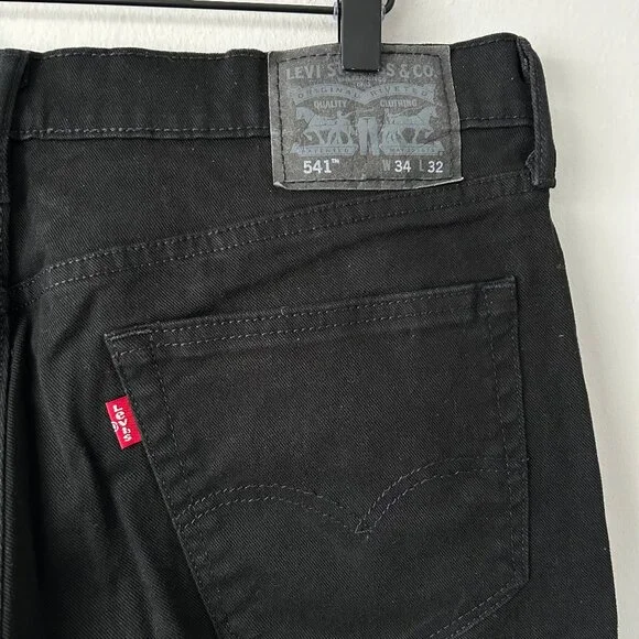 Levi's 541 Black Athletic Taper Jeans Black Stretch Denim Men's Size 34/32 - Picture 4 of 9